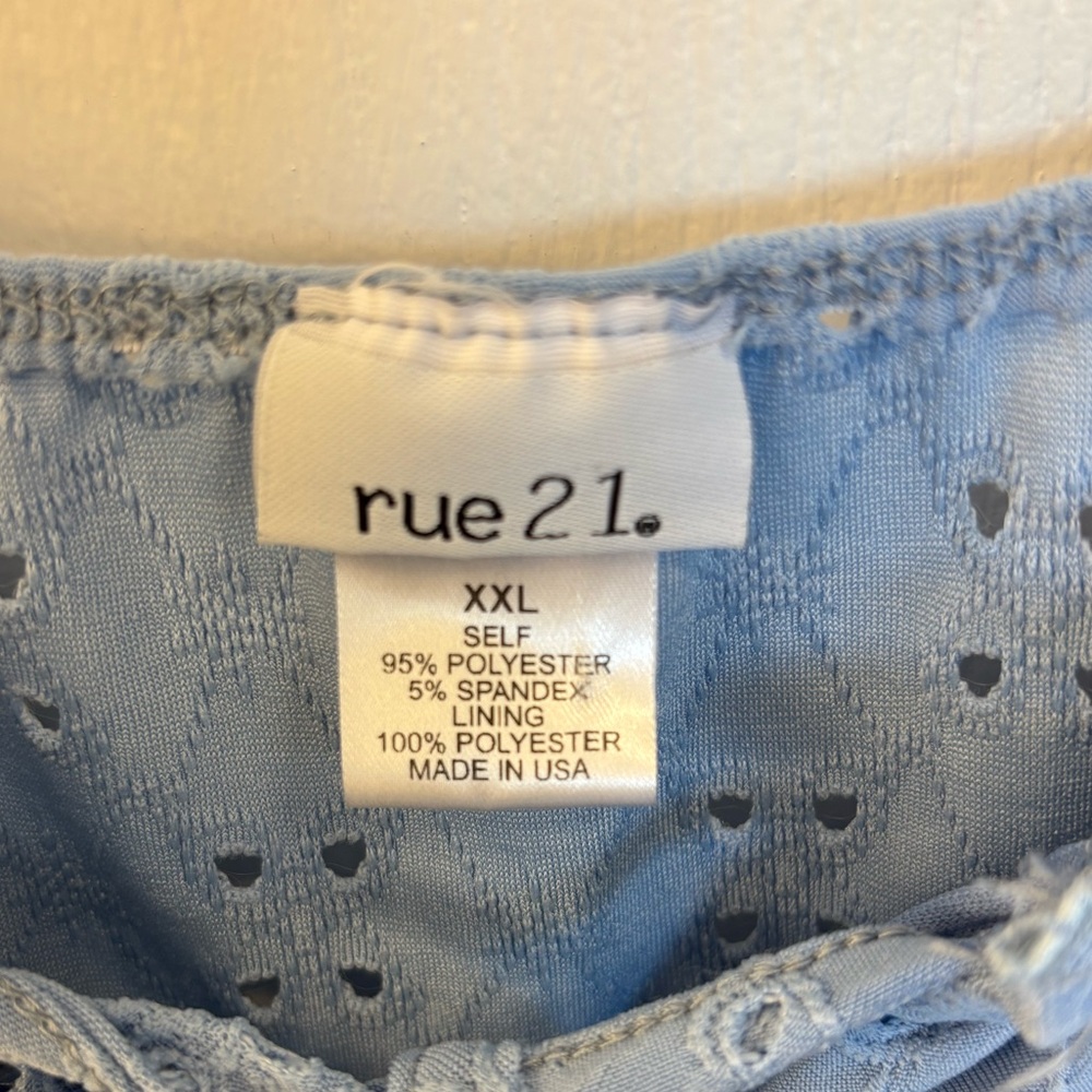 Women’s Rue21 Sky Blue Eyelet Tie Dress Size XXL - Picture 3 of 7